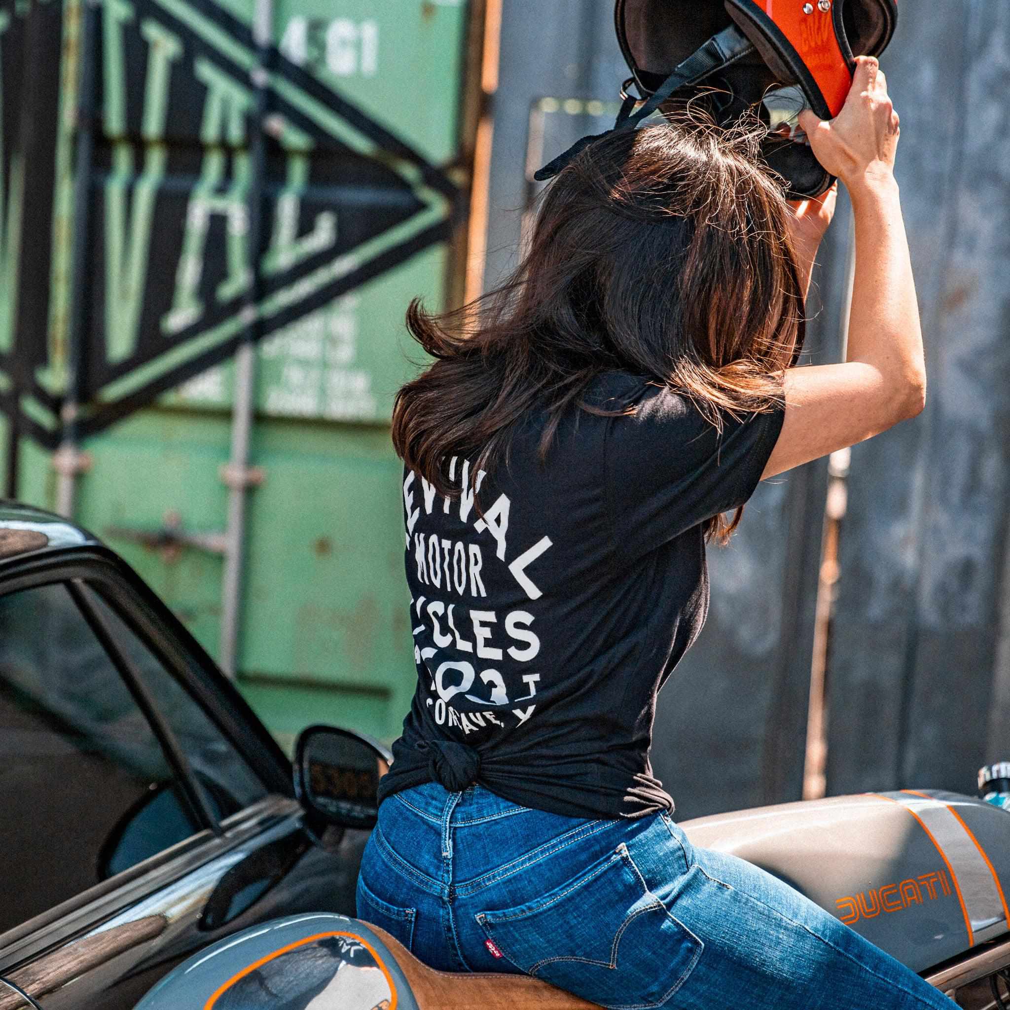 Women's Tee Shirts  Motorcycle Inspire Design – Tagged Black
