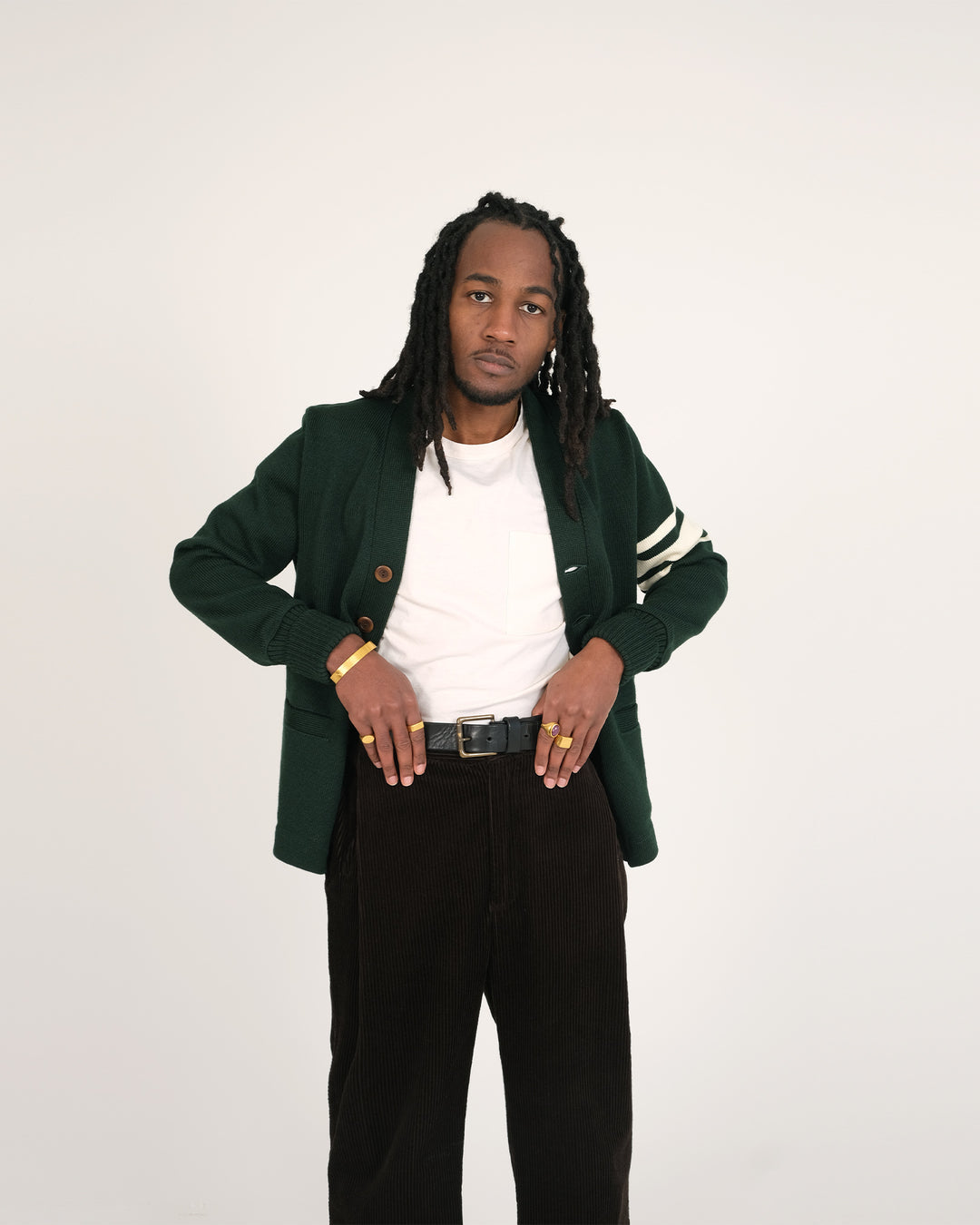 Dehen Varsity Cardigan - Pine | Revival Cycles