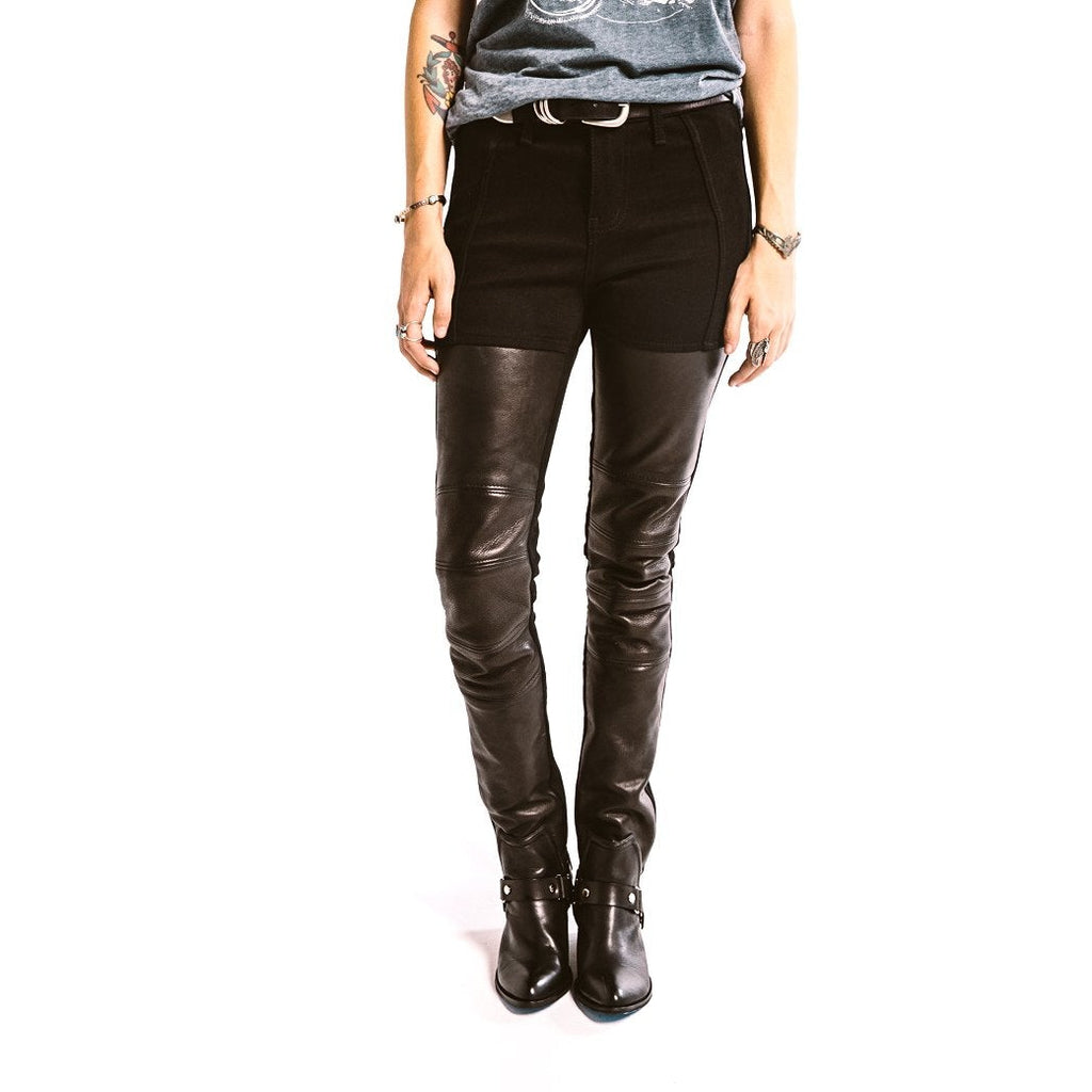 Buy Grey Faux Leather Textured Pattern The Magnus Pant For Women